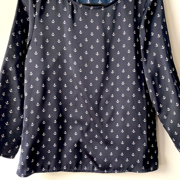 Cynthia Rowley Nautical Anchor Print Blouse XS - Picture 2 of 6